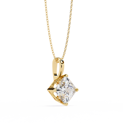 Royal Edge – Princess Cut Lab Diamond Chain Pendant
