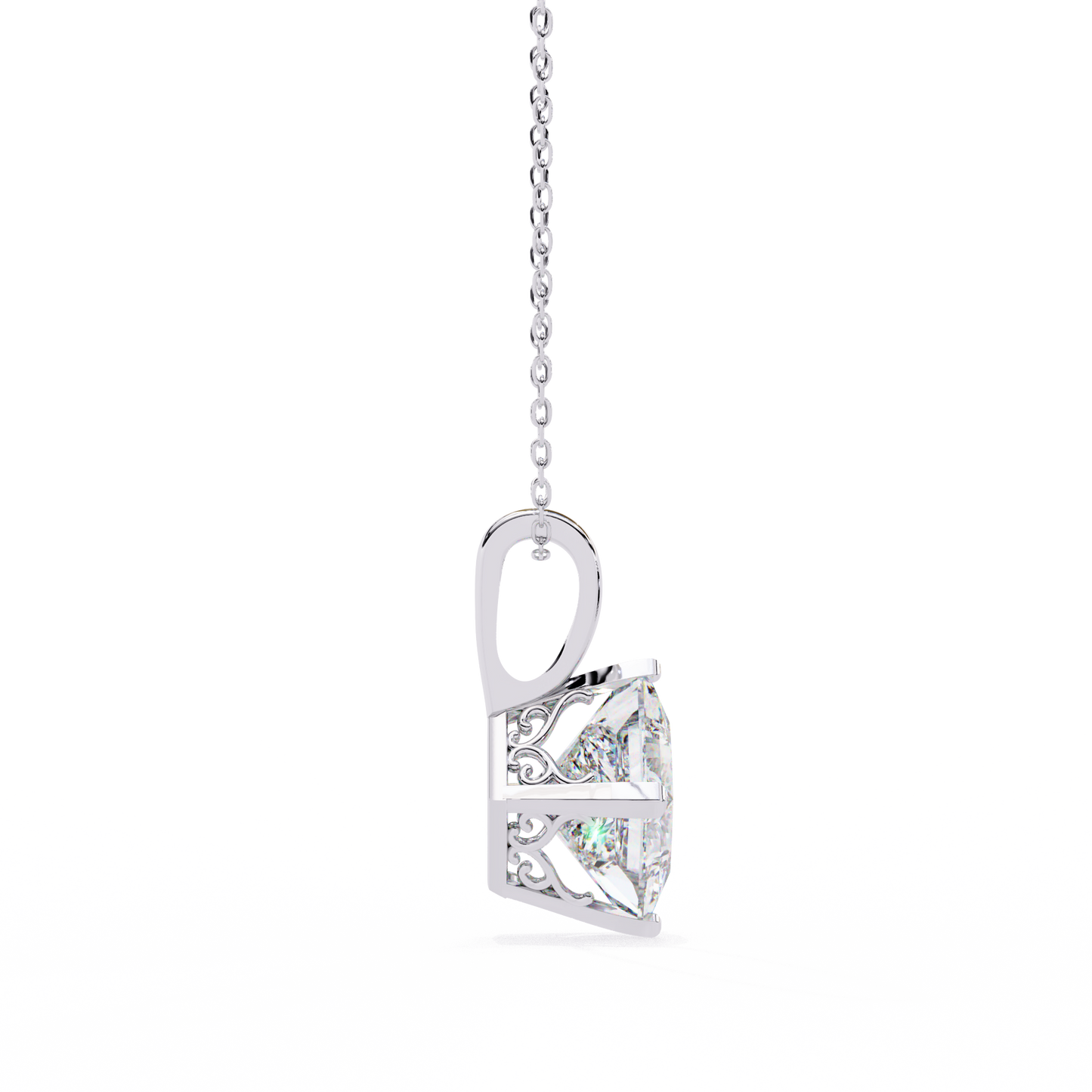 Royal Edge – Princess Cut Lab Diamond Chain Pendant