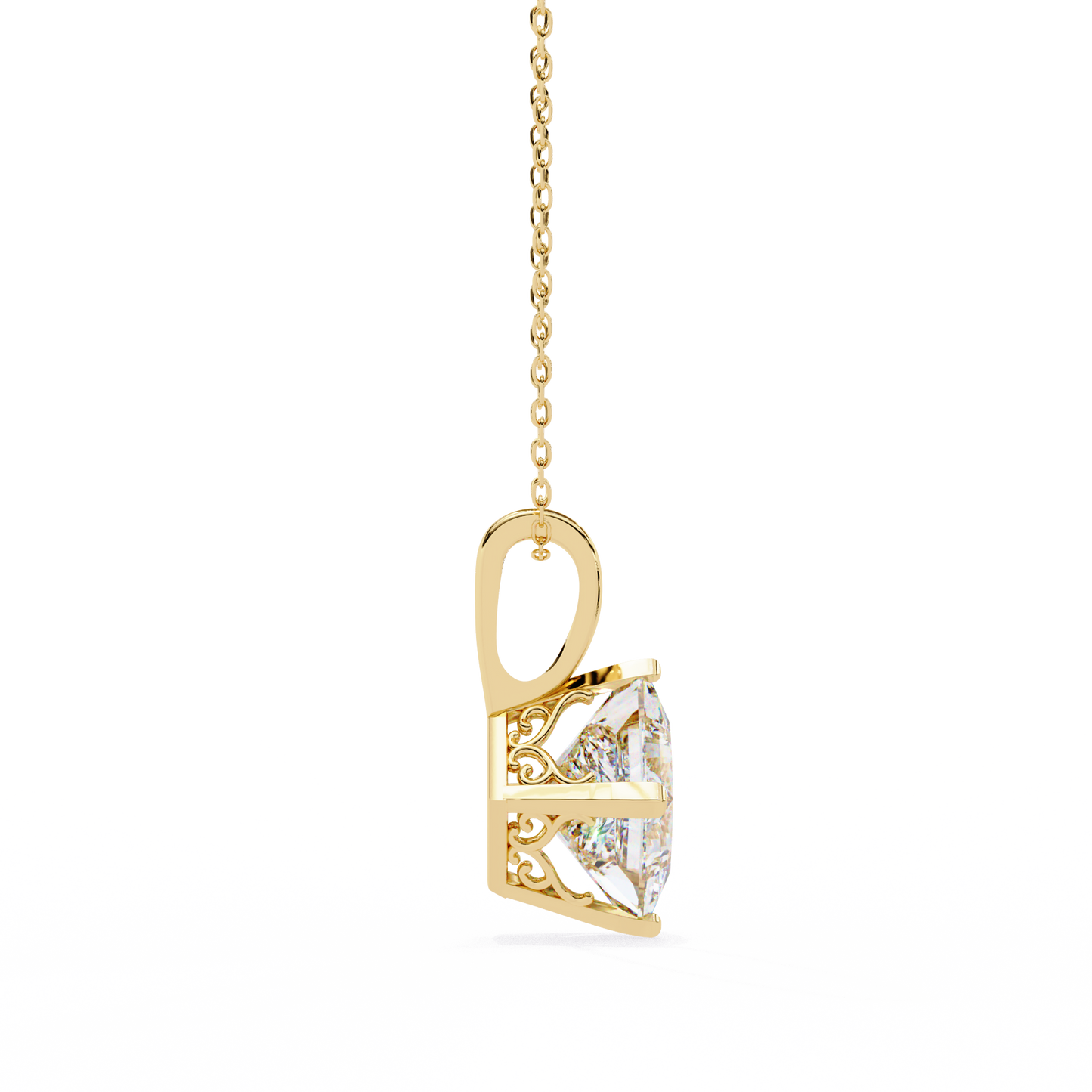 Royal Edge – Princess Cut Lab Diamond Chain Pendant