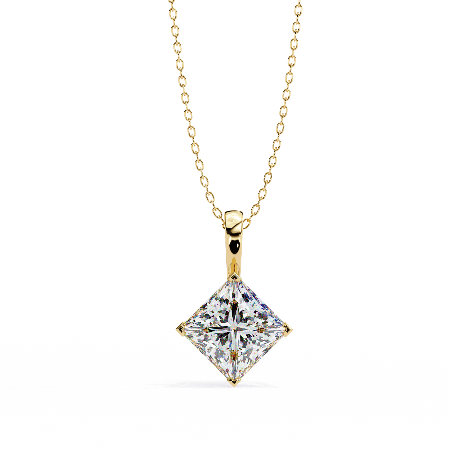 Royal Edge – Princess Cut Lab Diamond Chain Pendant