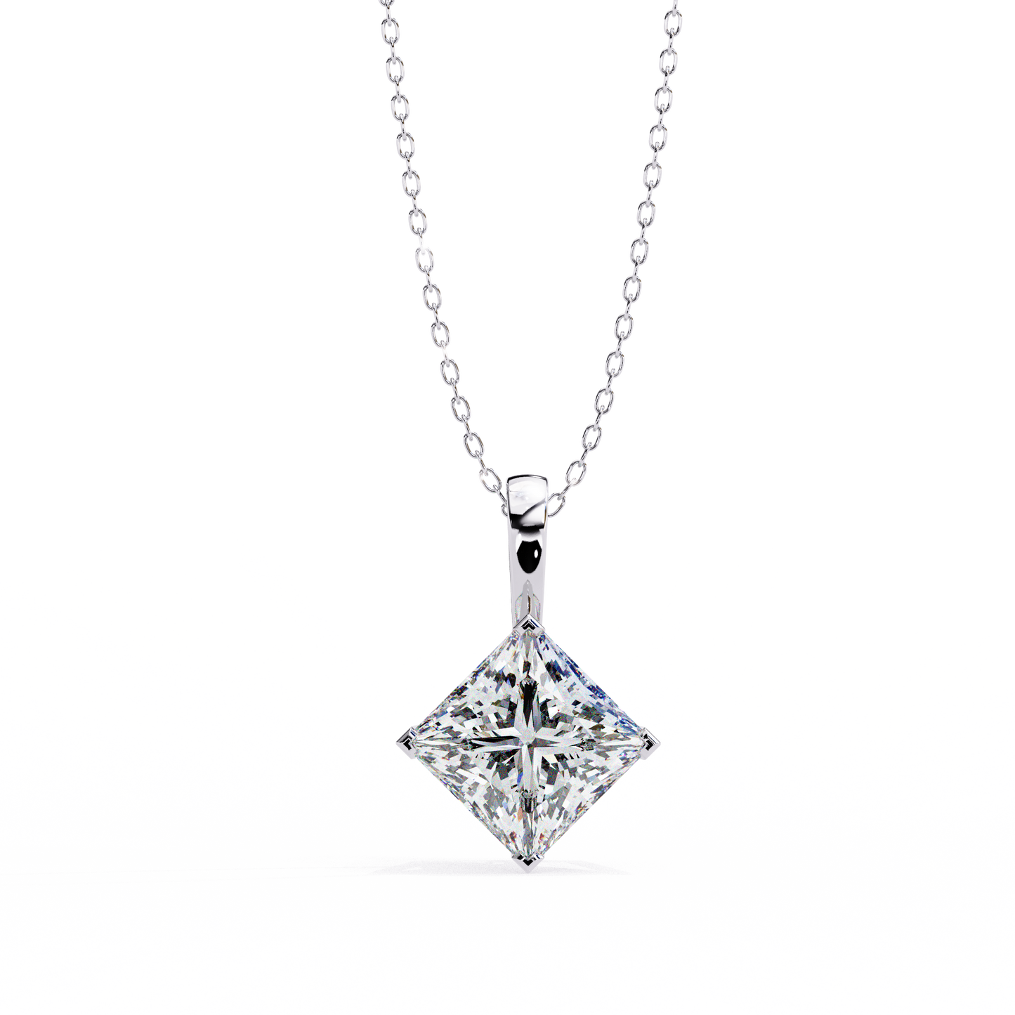 Royal Edge – Princess Cut Lab Diamond Chain Pendant