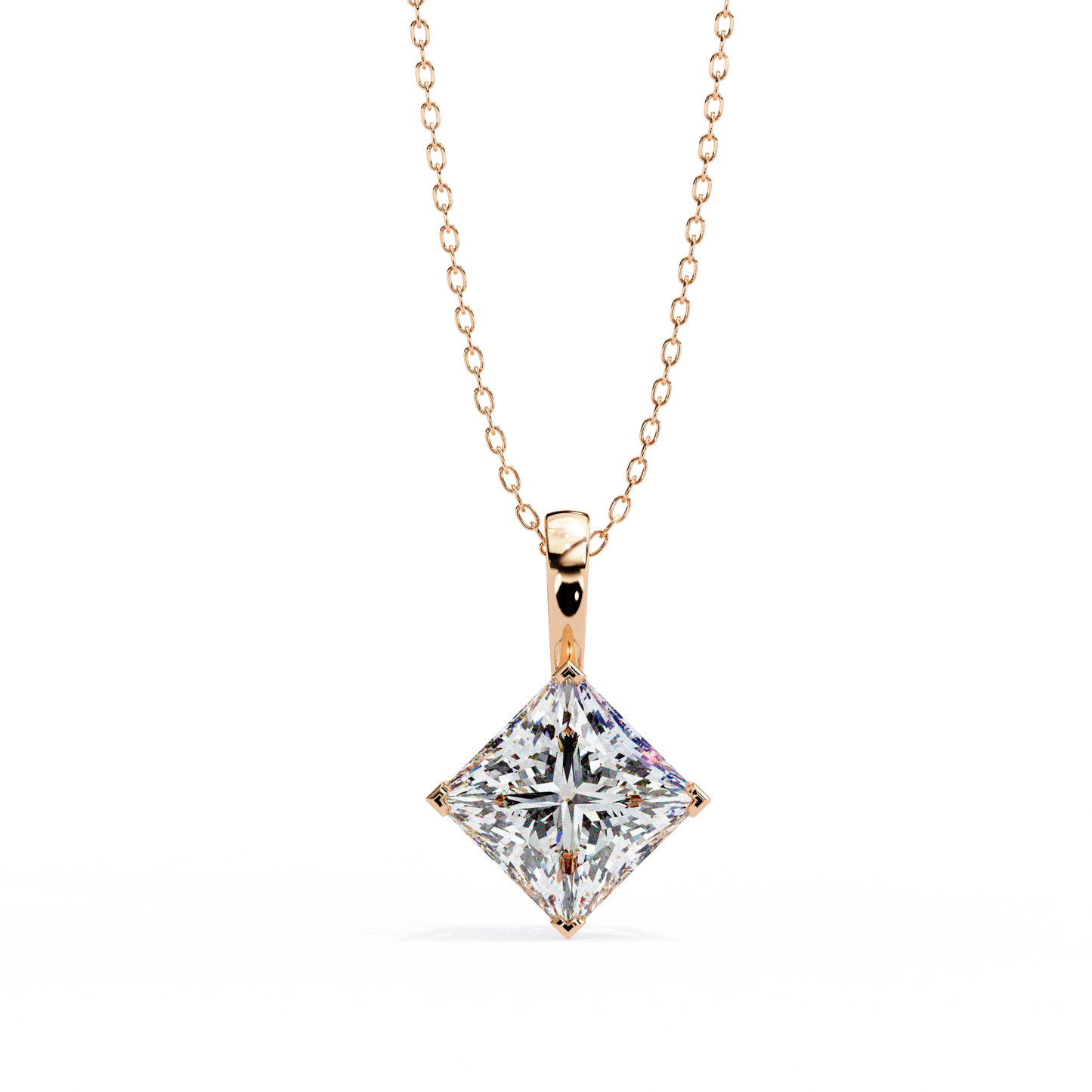 Royal Edge – Princess Cut Lab Diamond Chain Pendant