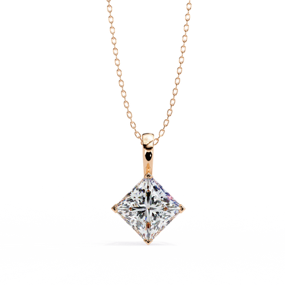 Royal Edge – Princess Cut Lab Diamond Chain Pendant