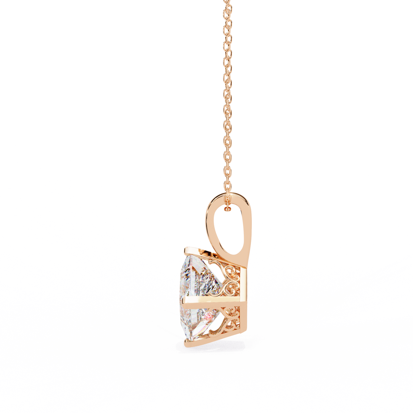 Royal Edge – Princess Cut Lab Diamond Chain Pendant