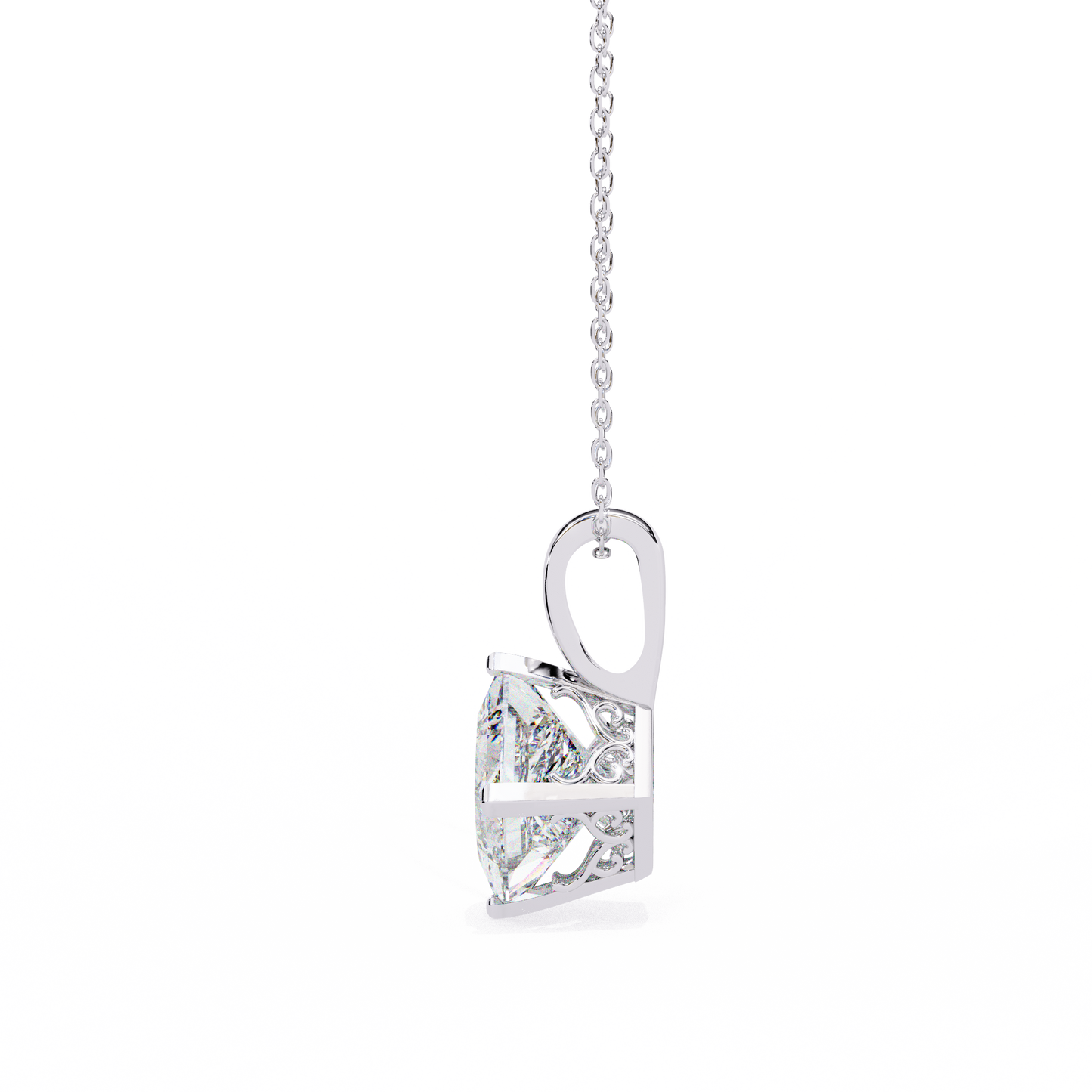 Royal Edge – Princess Cut Lab Diamond Chain Pendant