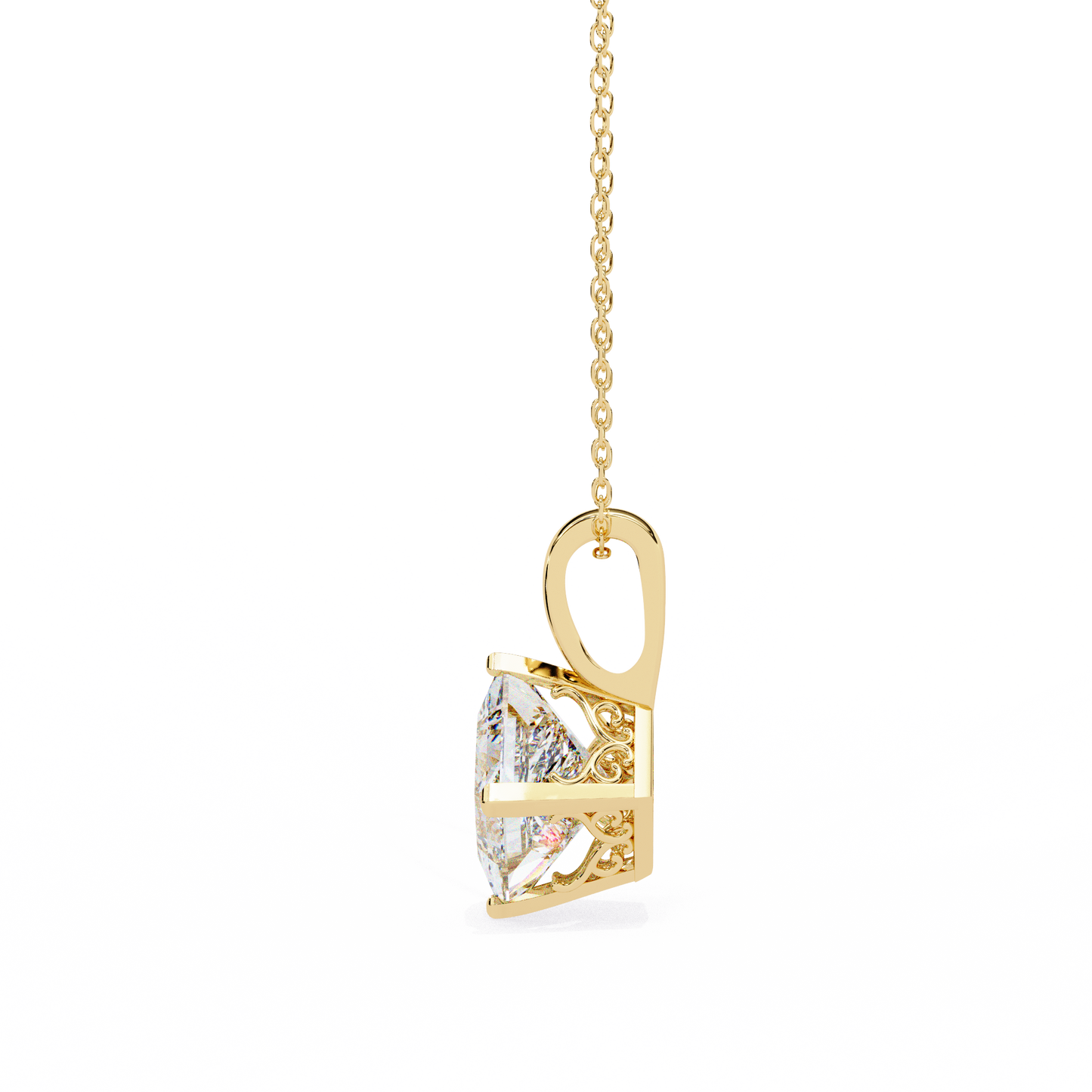 Royal Edge – Princess Cut Lab Diamond Chain Pendant