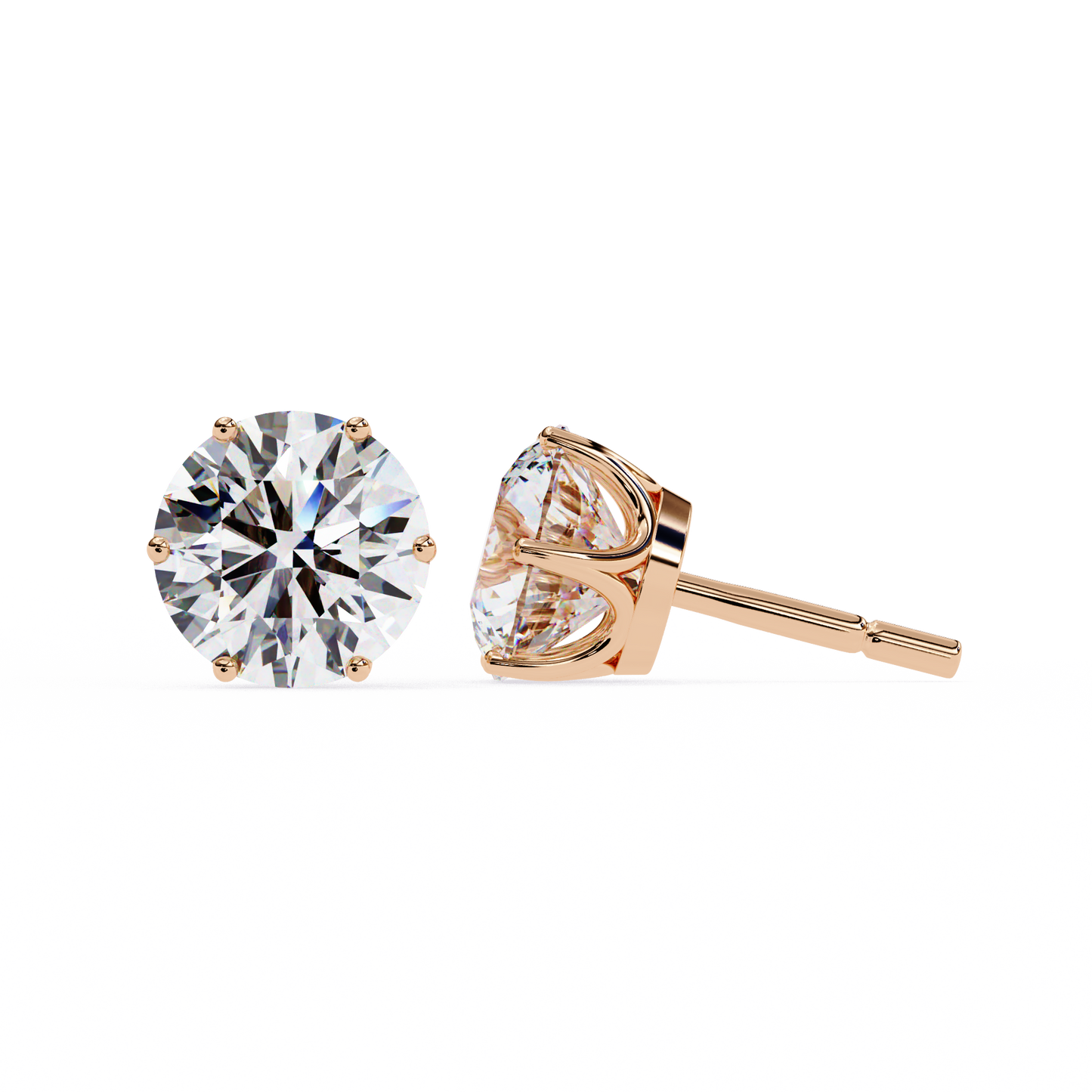 Nova Beam – Round Lab Diamond Radiant Stud Earrings