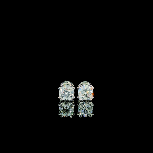 Round Solitaire – Lab Diamond Studs in 14K White Gold