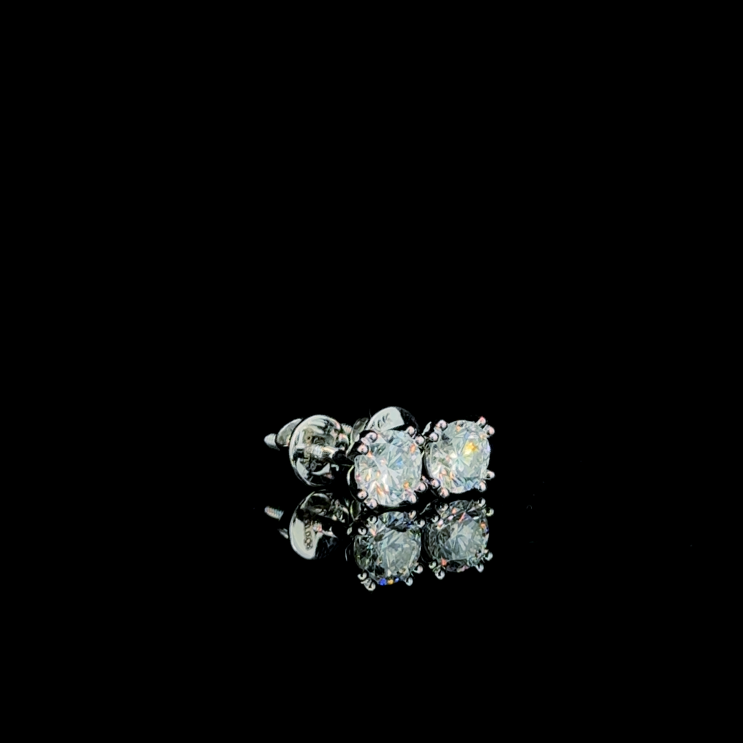 Round Solitaire – Lab Diamond Studs in 14K White Gold