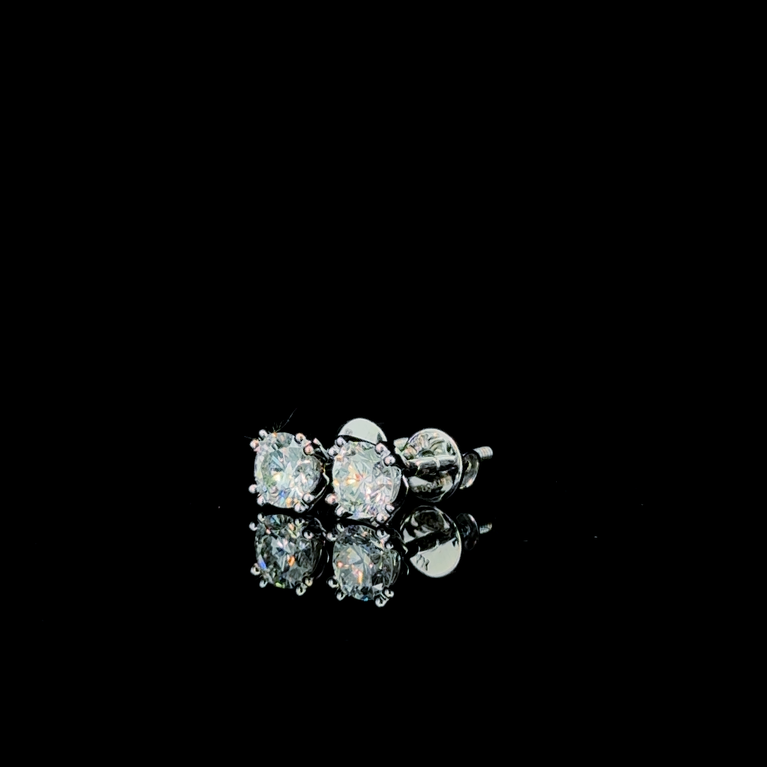 Round Solitaire – Lab Diamond Studs in 14K White Gold