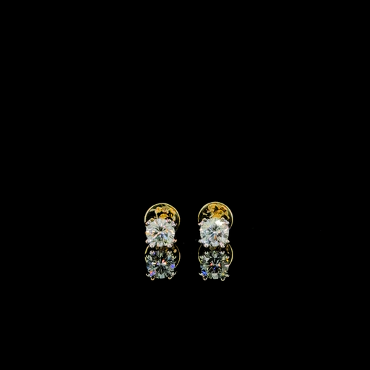Golden Solitaire – Lab Diamond Studs in 14K Yellow Gold