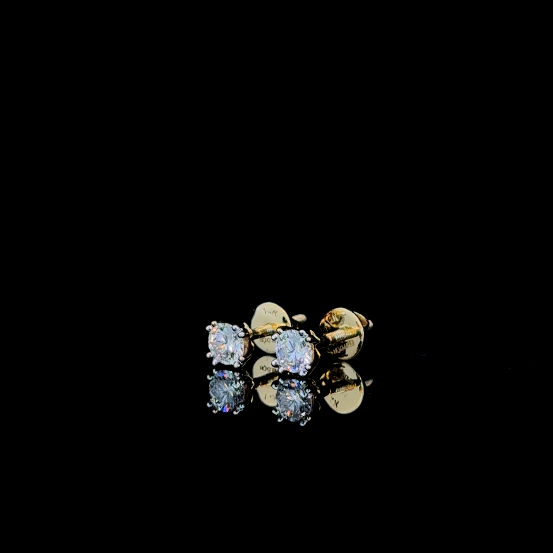 Golden Solitaire – Lab Diamond Studs in 14K Yellow Gold