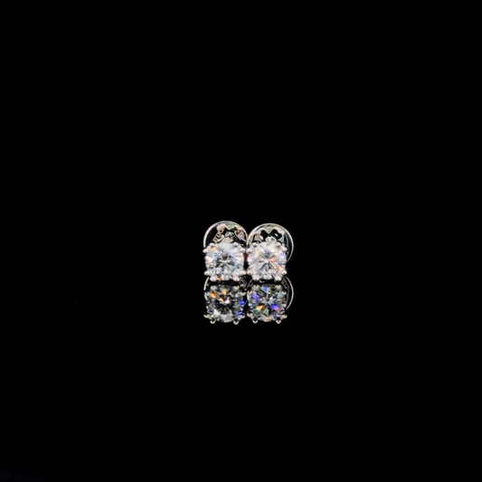 0.93 Carat Round Diamond Studs in 14K White Gold