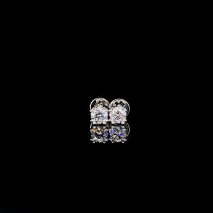 0.93 Carat Round Lab Diamond Studs in 14K White Gold