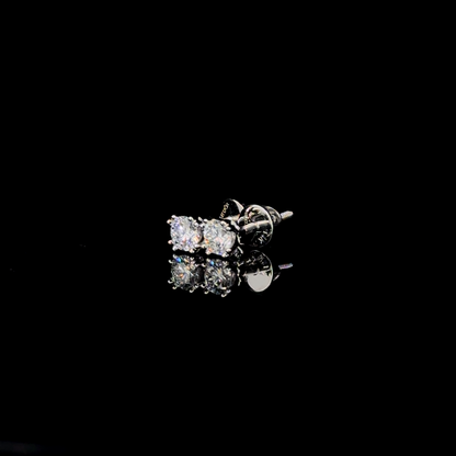 0.93 Carat Round Lab Diamond Studs in 14K White Gold