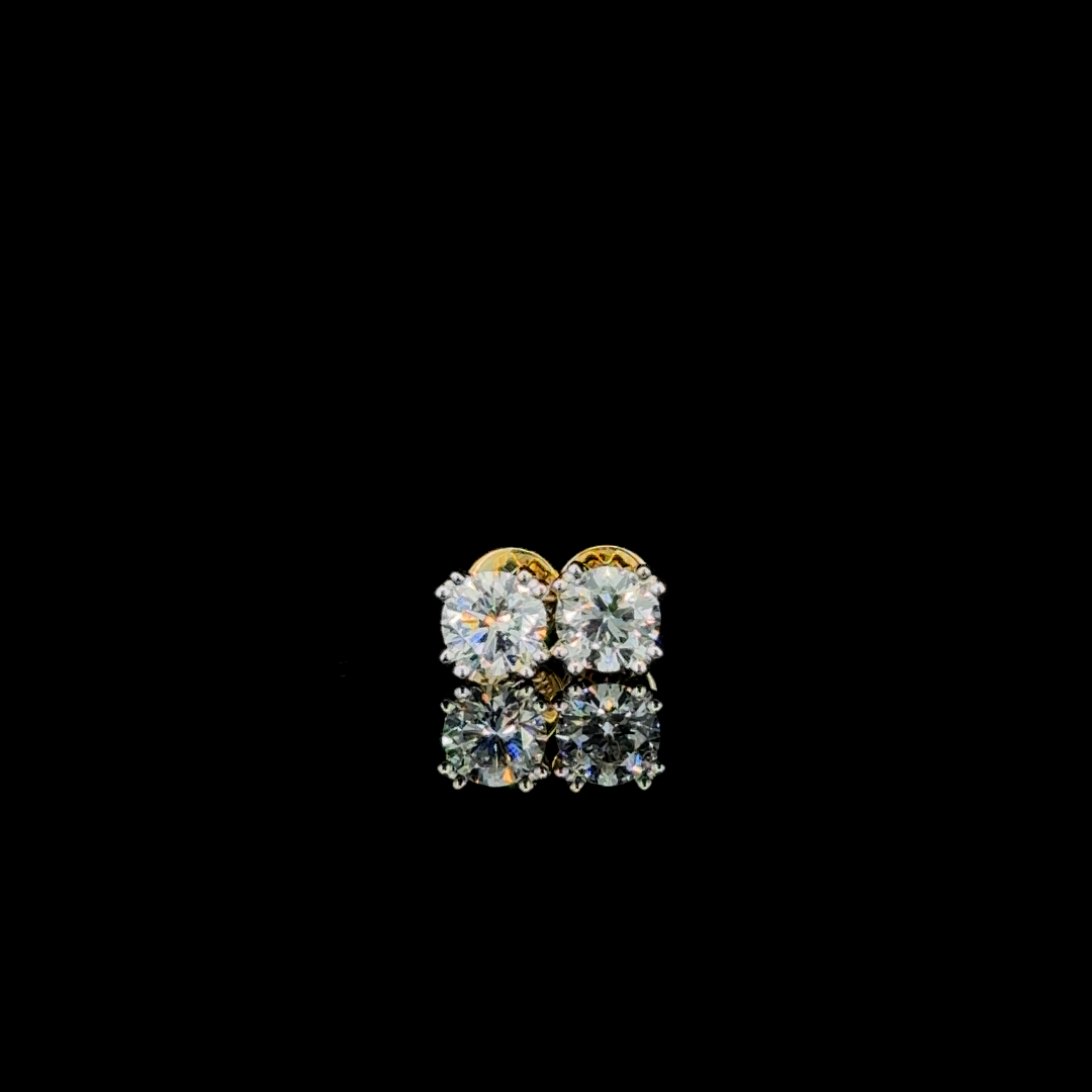 0.94 Carat Round Lab Diamond Studs in 14K Yellow Gold