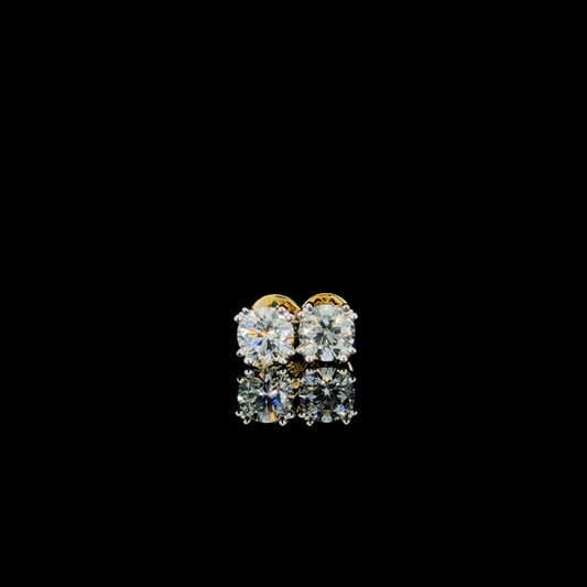 0.94 Carat Round Lab Diamond Studs in 14K Yellow Gold