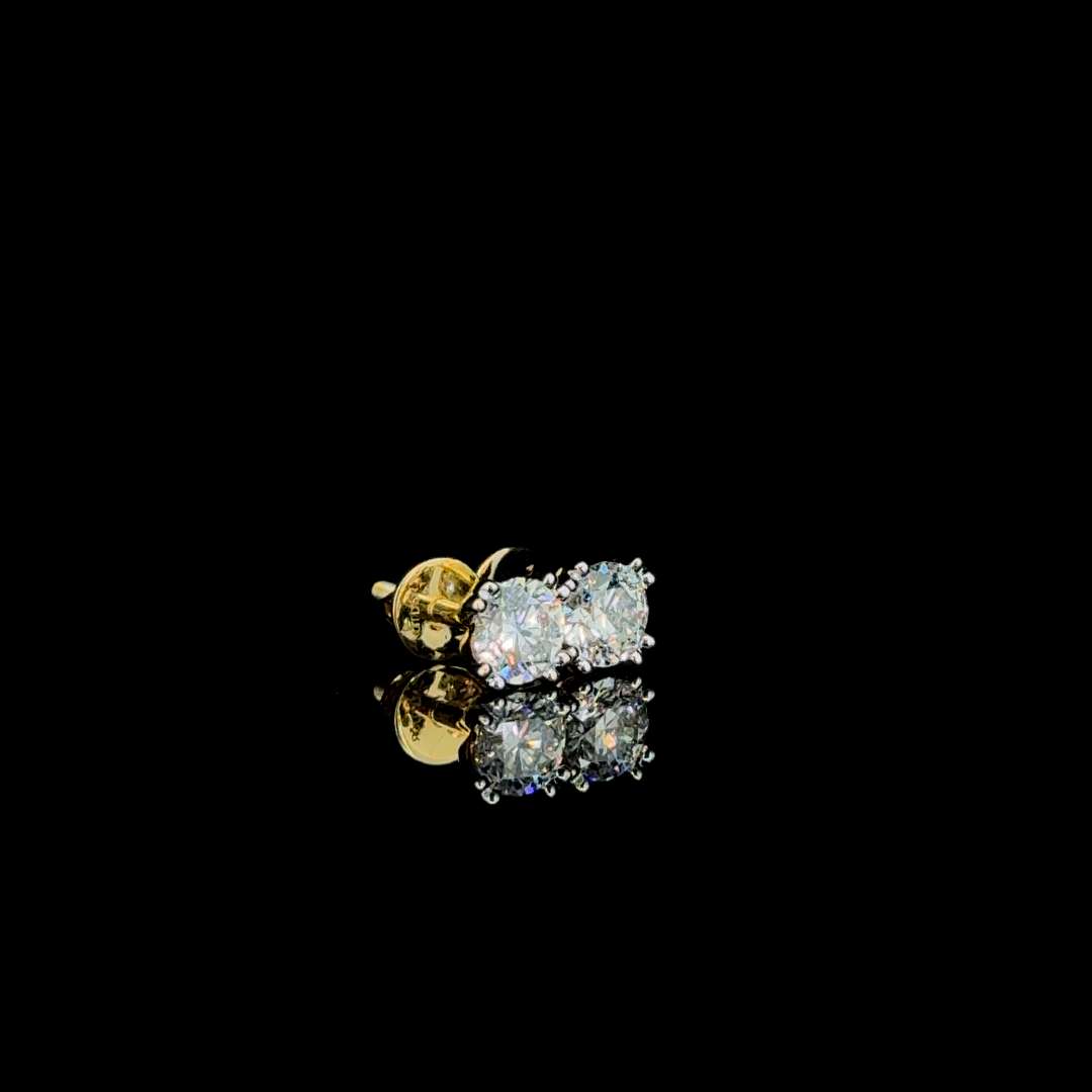 0.94 Carat Round Lab Diamond Studs in 14K Yellow Gold