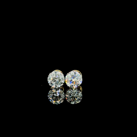 Luxe Solitaire – Round Lab Diamond Stud Earrings in 14K Yellow Gold
