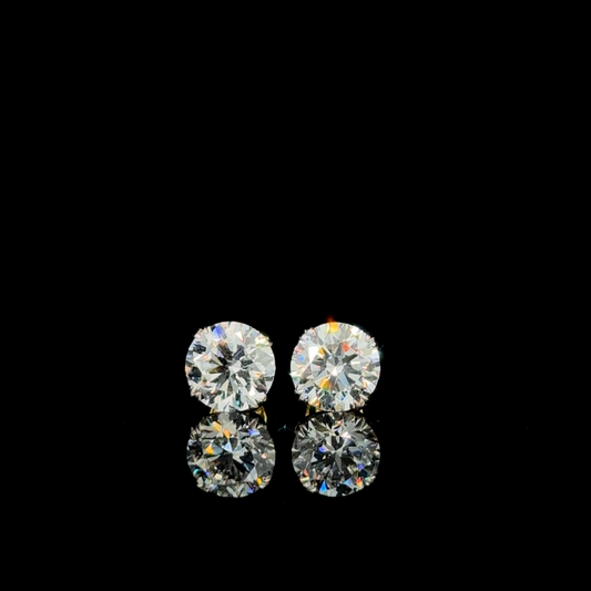 Luxe Solitaire – Round Lab Diamond Stud Earrings in 14K Yellow Gold