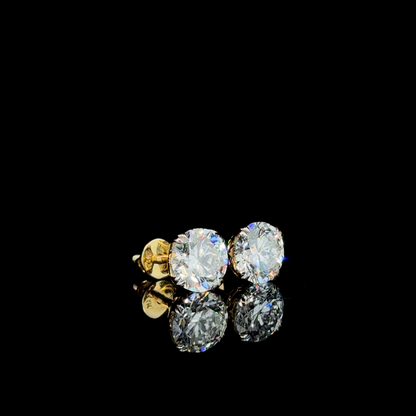 Luxe Solitaire – Round Lab Diamond Stud Earrings in 14K Yellow Gold