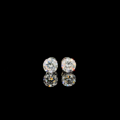 Grandeur Solitaire – Round Lab Diamond Stud Earrings in 14K White Gold
