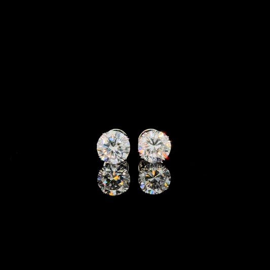 Grandeur Solitaire – Round Lab Diamond Stud Earrings in 14K White Gold