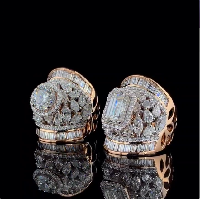 Grand Artisan Rose Gold Cocktail Ring with Bold Centerpieces