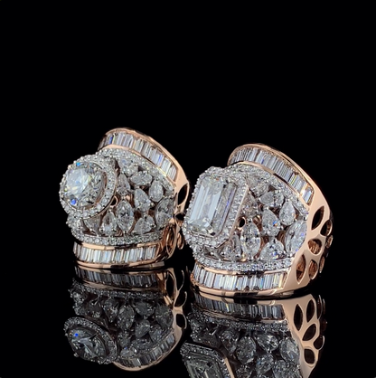 Grand Artisan Rose Gold Cocktail Ring with Bold Centerpieces
