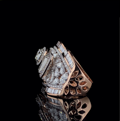 Grand Artisan Rose Gold Cocktail Ring with Bold Centerpieces