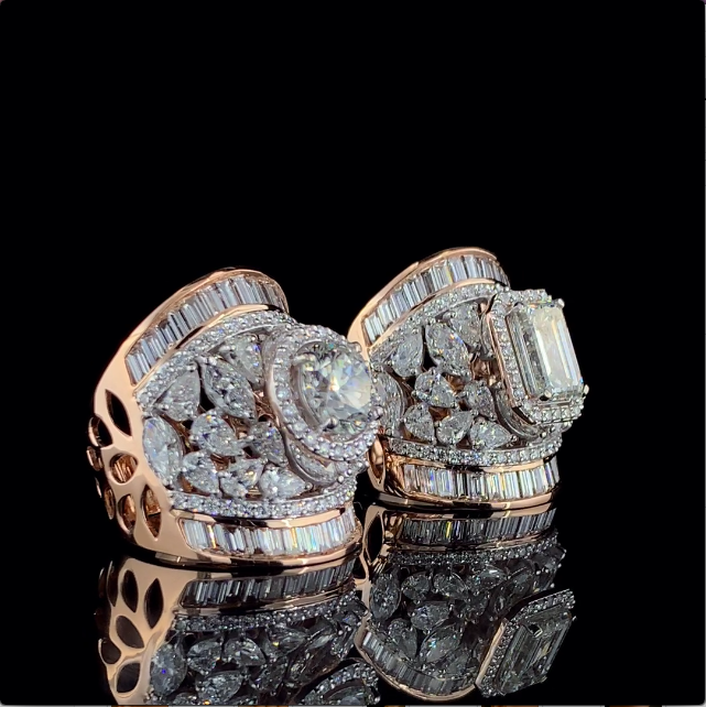 Grand Artisan Rose Gold Cocktail Ring with Bold Centerpieces