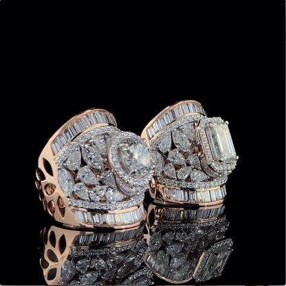 Grand Artisan Rose Gold Cocktail Ring with Bold Centerpieces