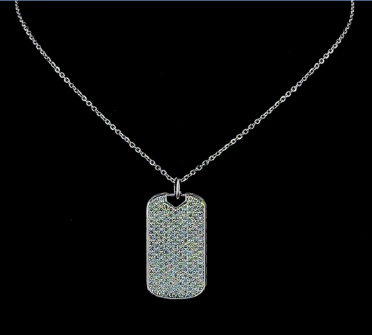 Diamond Tag – Round Diamond Pendant in 14K White Gold