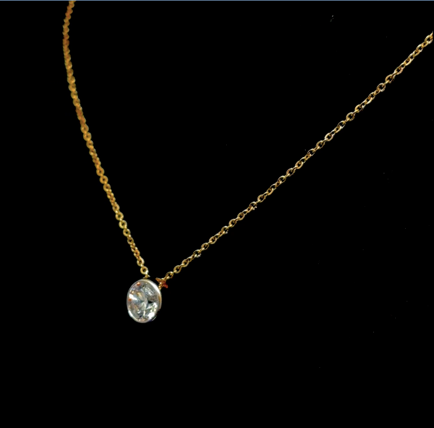 Solitaire Radiance – Round Diamond Pendant in 14K Yellow Gold
