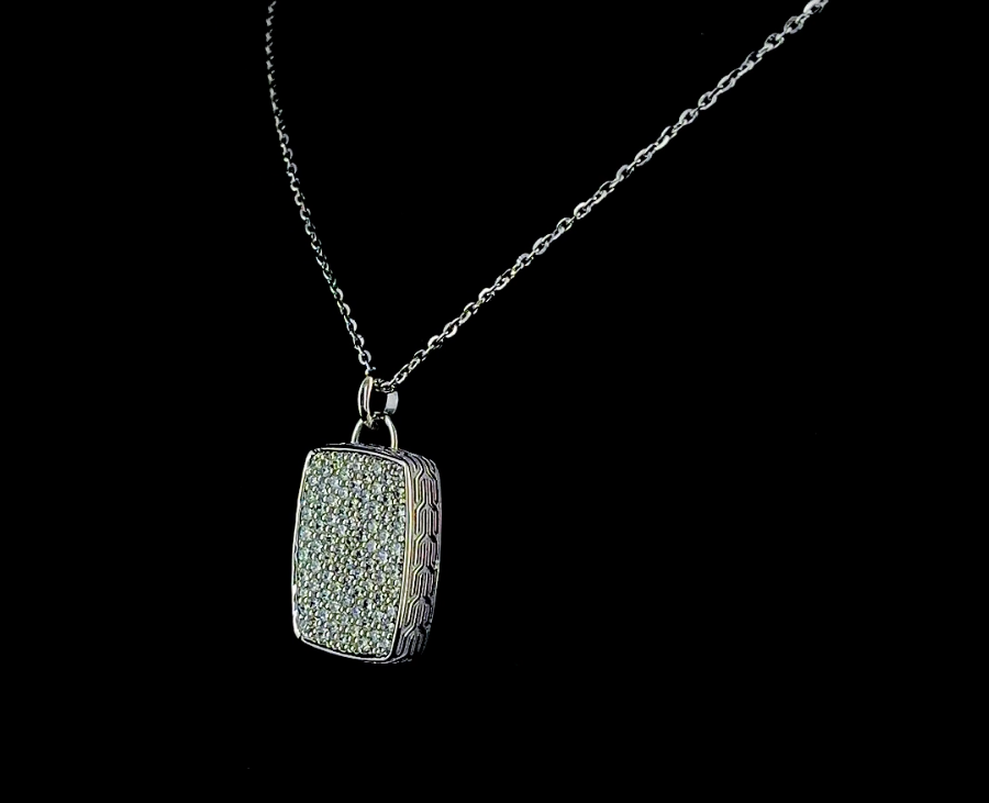 Icon Tag – Round Diamond Pendant in 14K White Gold