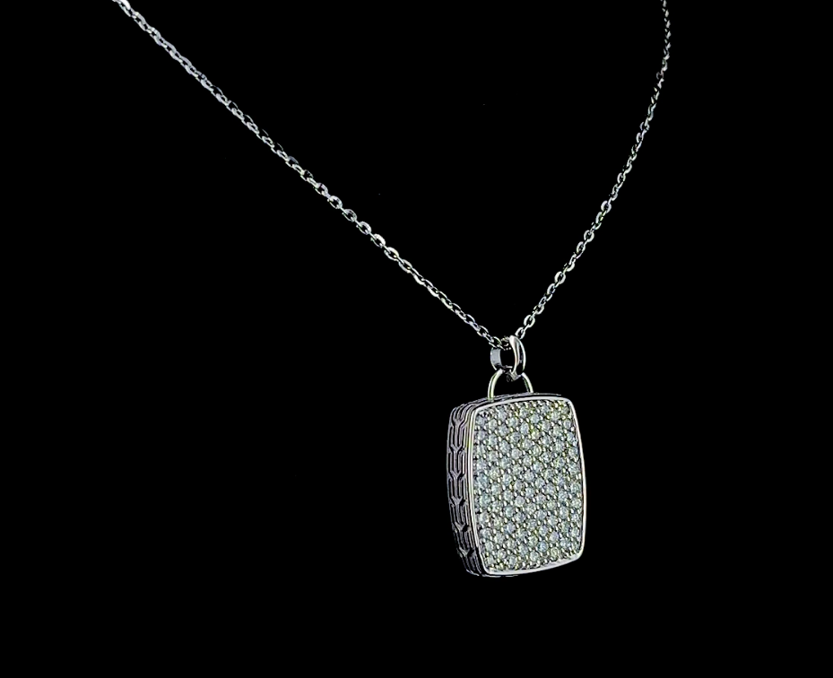 Icon Tag – Round Diamond Pendant in 14K White Gold