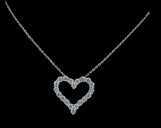 Amour Curve – Heart Diamond Pendant in 14K White Gold