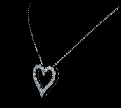 Amour Curve – Heart Diamond Pendant in 14K White Gold
