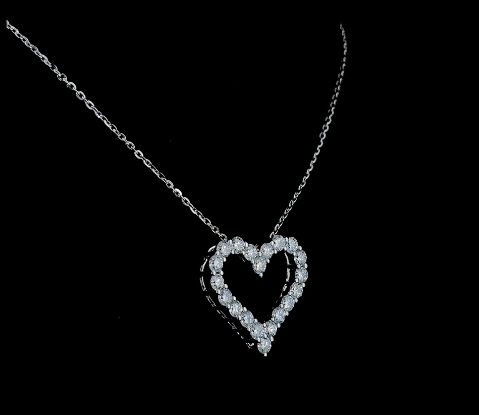 Amour Curve – Heart Diamond Pendant in 14K White Gold
