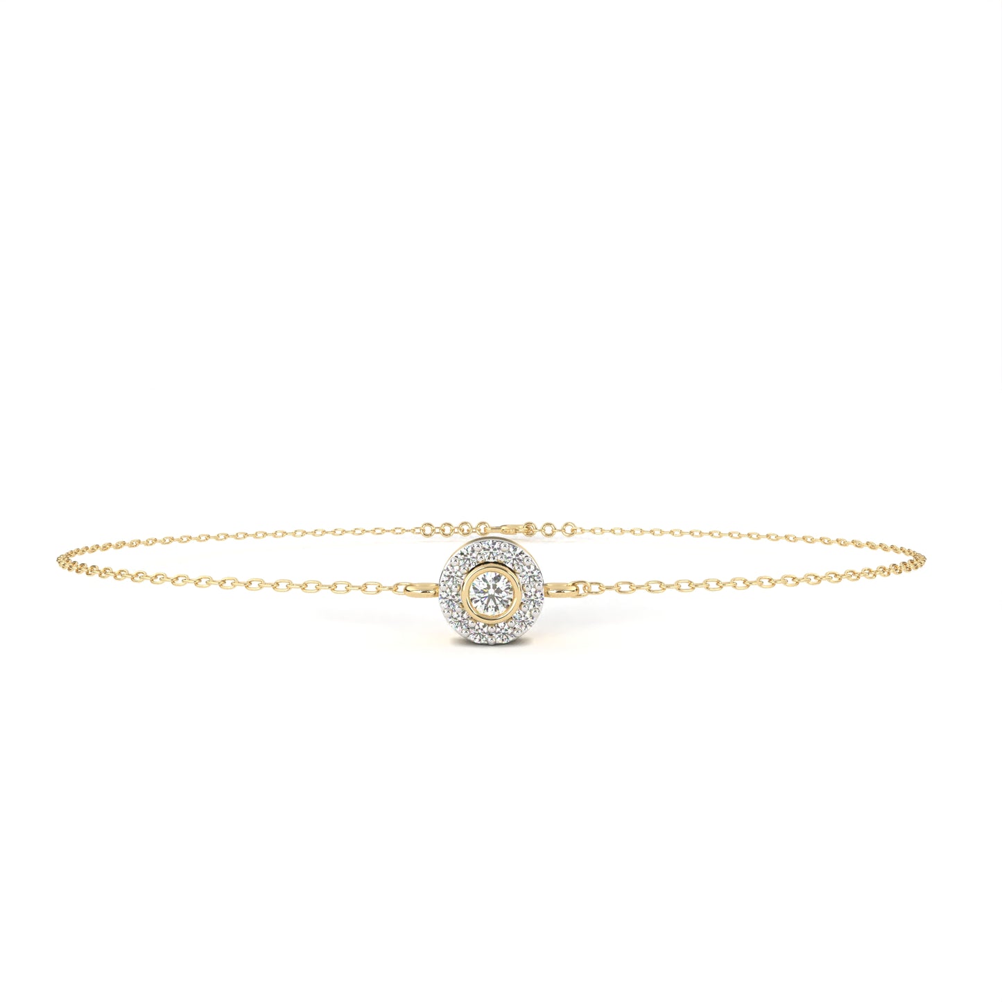 Solar Arc – Round Diamond Half-Halo Disc Bracelet