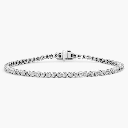 Nuit D’Or 1 CTW Natural Diamond Buttercup Tennis Bracelet in white gold, view 1