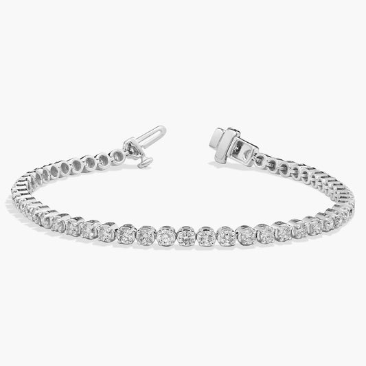 Nuit D’Or 3 CTW Natural Diamond Buttercup Tennis Bracelet in white gold, view 2
