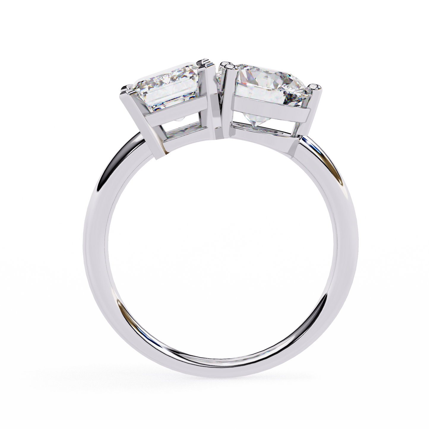 Toi et Moi Emerald & Round – Lab Diamond Twin-Stone Ring in 14K Gold