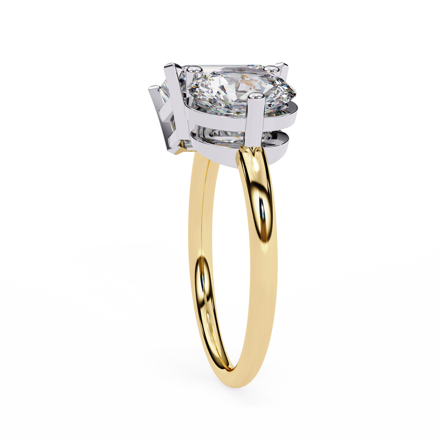 Toi et Moi Emerald & Round – Lab Diamond Twin-Stone Ring in 14K Gold