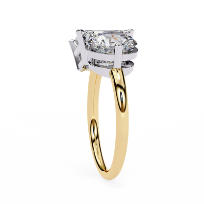 Toi et Moi Emerald & Round – Lab Diamond Twin-Stone Ring in 14K Gold