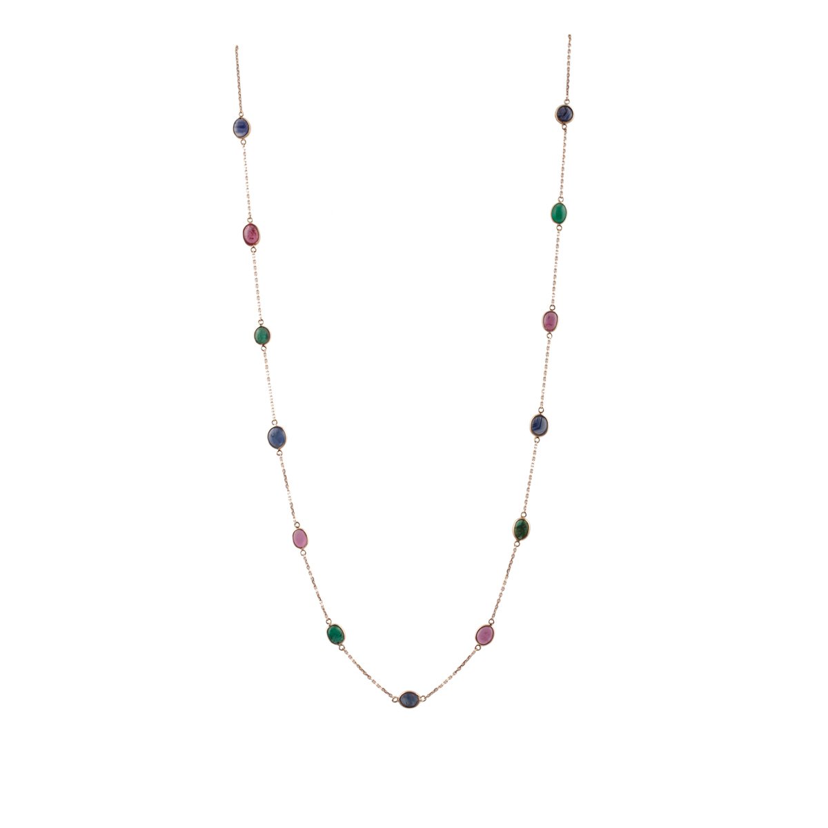 Gold Chain With Multicolor Stone Oval