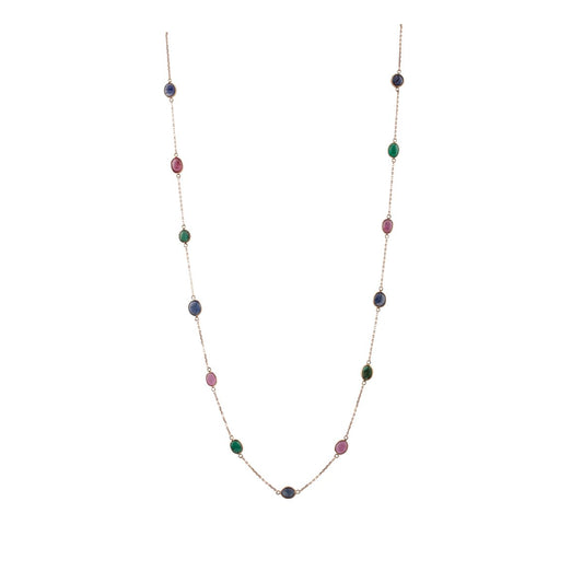 Gold Chain With Multicolor Stone Oval