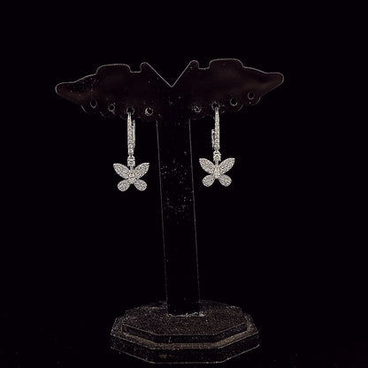 Papillon Drop – Diamond Butterfly Dangle Earrings in 14K Gold