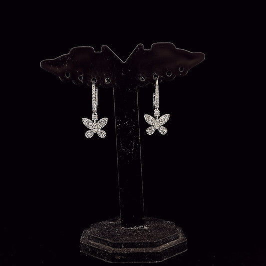 Papillon Drop – Diamond Butterfly Dangle Earrings in 14K Gold