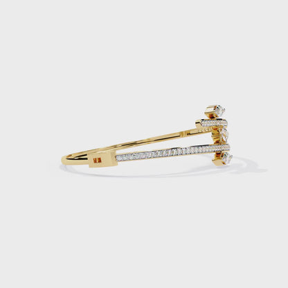 Twin Arc Radiance – Lab Diamond Marquise & Round Bracelet in 14K Gold